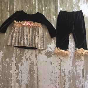 Hawt Baby brown and gold ruffle dress